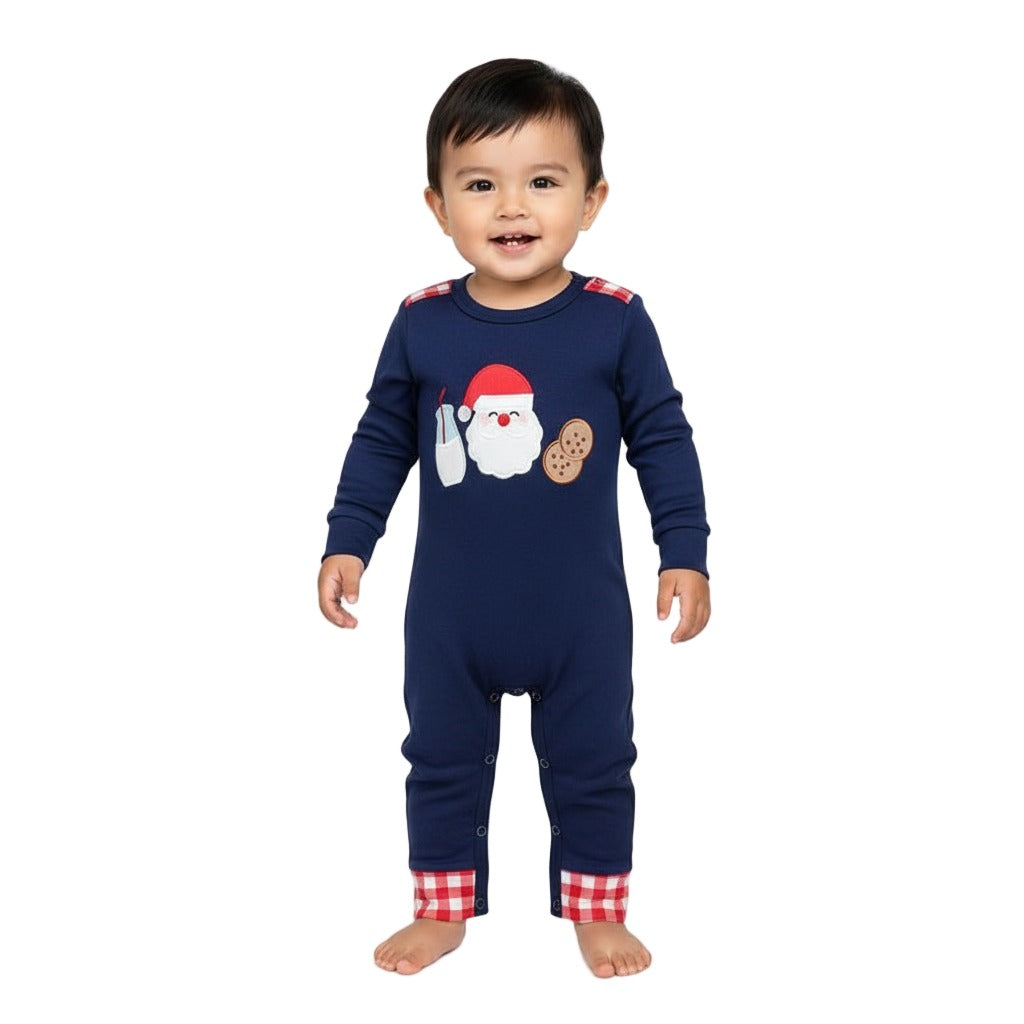 Christmas Santa Claus Applique Cotton Romper