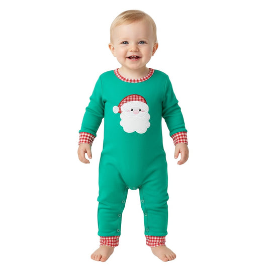 Christmas Santa Claus Applique Cotton Romper