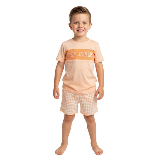 Hand Smocked "Jesus Loves Me" short set