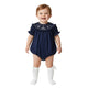 Blue Nativity Smocked Ruffle Romper