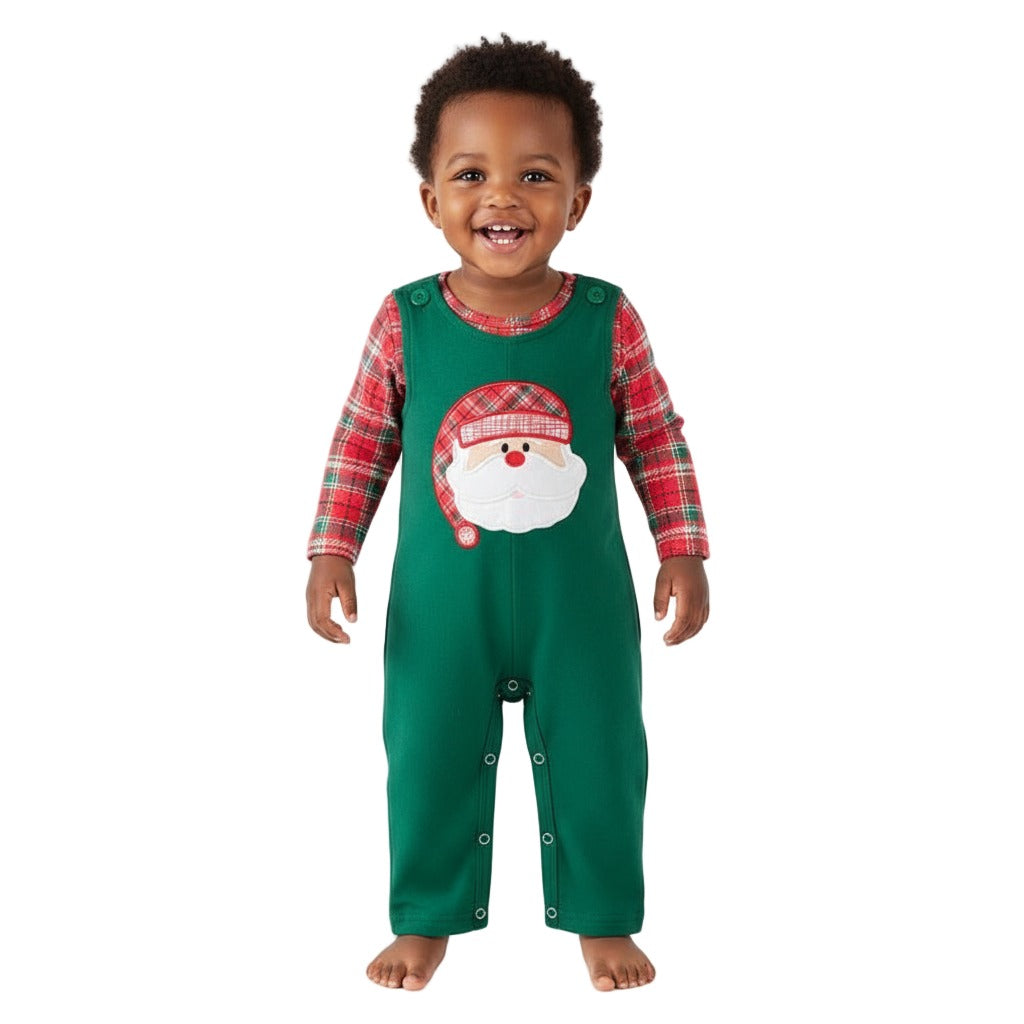 Christmas Santa Claus Applique Romper 2-piece set