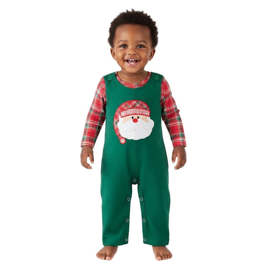 Christmas Santa Claus Applique Romper 2-piece set
