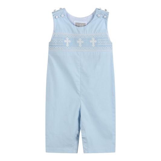 Light Blue Crosses Smocked Longalls