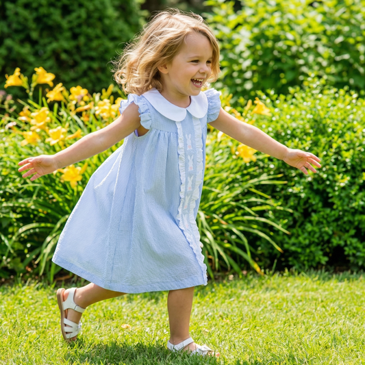 Light Blue Bunny Ruffle Yoke Dress