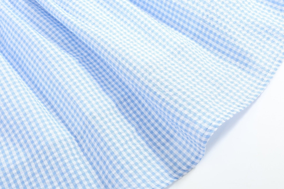 Light Blue Gingham Smocked Dress