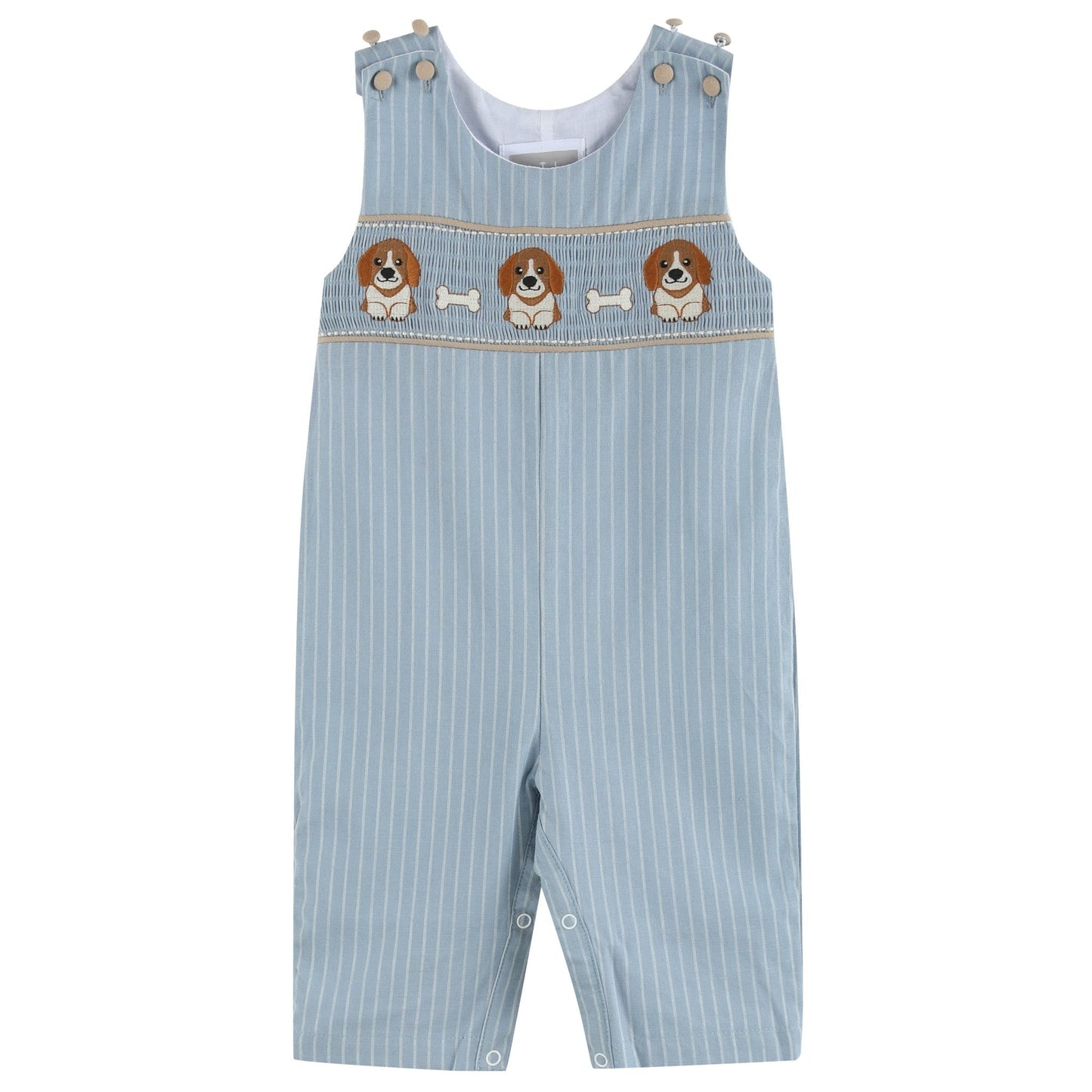 Light Blue Puppy Smocked Longalls
