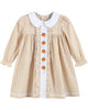 Light Brown Gingham Pumpkin Vine Ruffle Dress