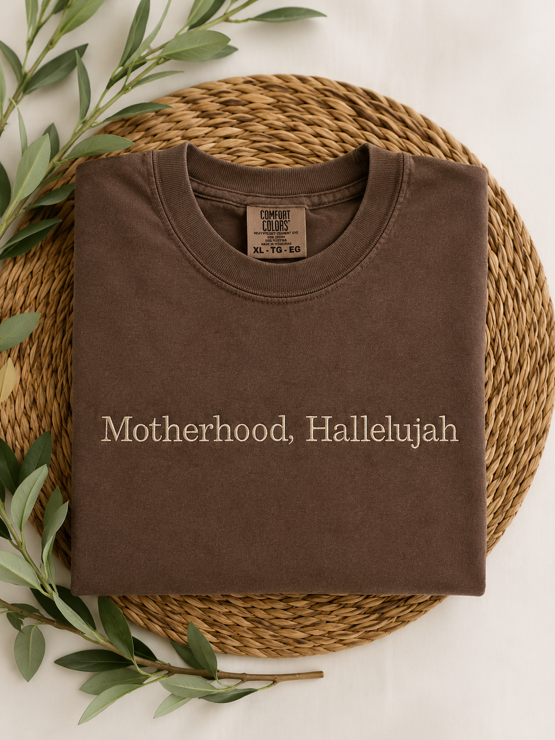 Motherhood, Hallelujah embroidered tee