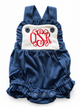 Monogrammed Navy Knit Romper