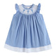 Periwinkle Blue Crosses Smocked Bishop Dress