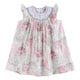 Pink and White Peony Bunny Smocked Bishop Dress