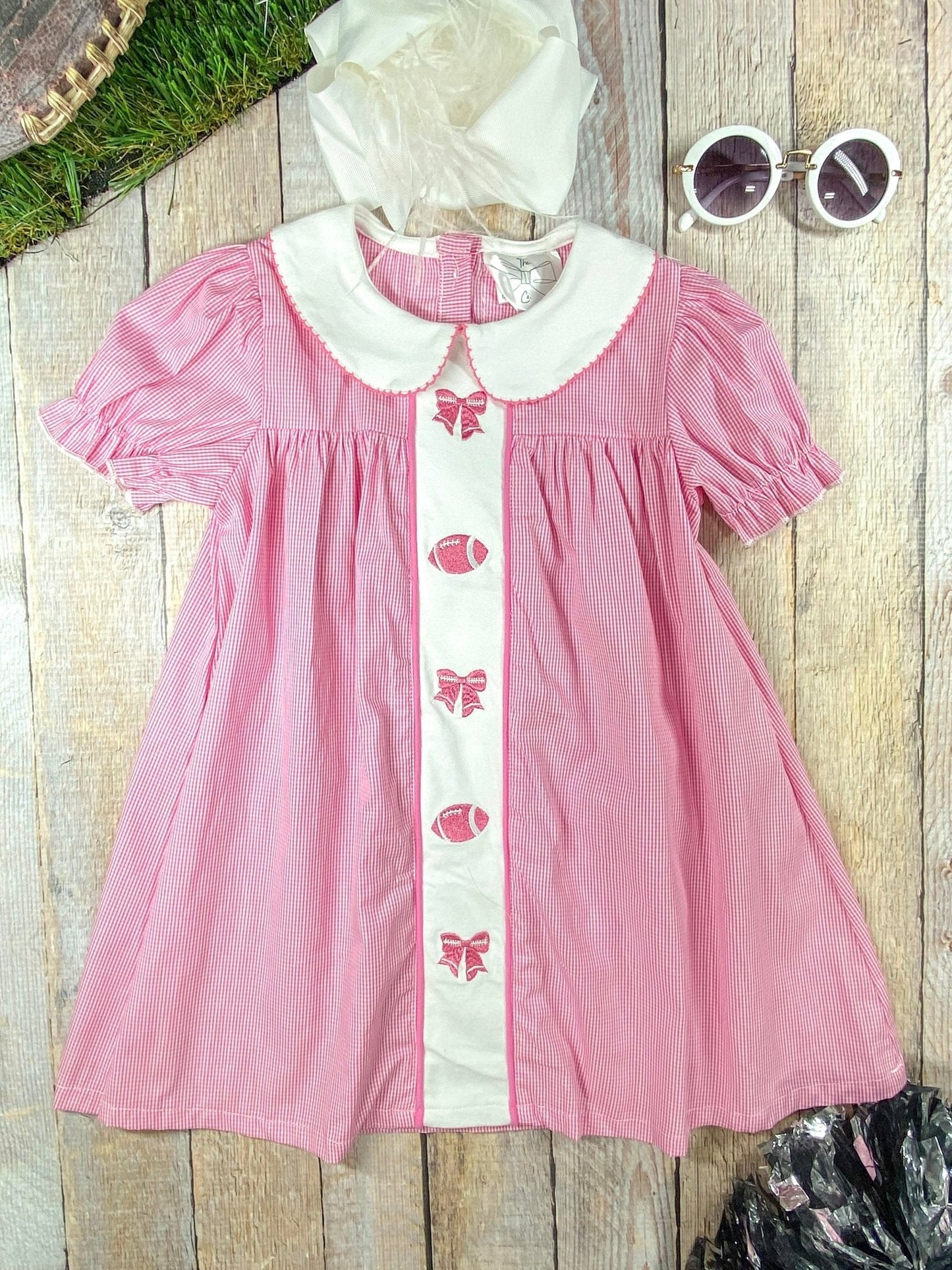 Pink Bows & Footballs Girls Dress
