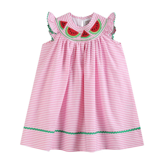 Pink Stripe Smocked Watermelon Dress