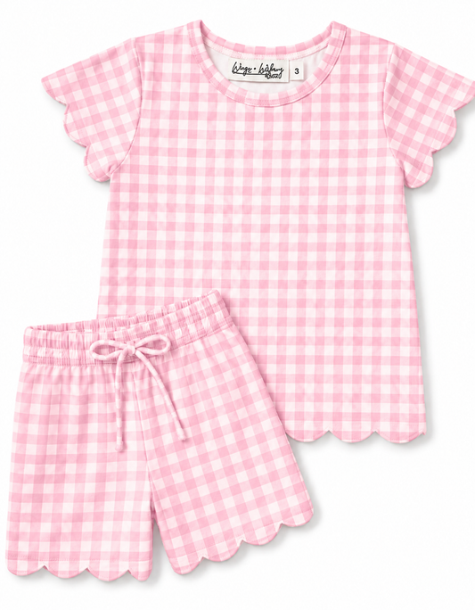 Gingham Scalloped Short Set