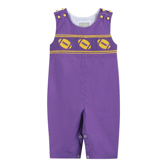 Purple and Gold Football Smocked Longalls
