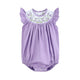 Purple Bunny Smocked Flutter Romper