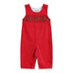 Red Corduroy Mistletoe Smocked Longalls
