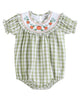 Sage Green Gingham Pumpkin Smocked Romper