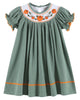 Sage Green Pumpkin Smocked Bishop Dress