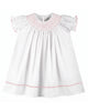 White and Pink Smocked Bishop Dress