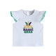 White Mardi Gras Applique Ruffle Shirt